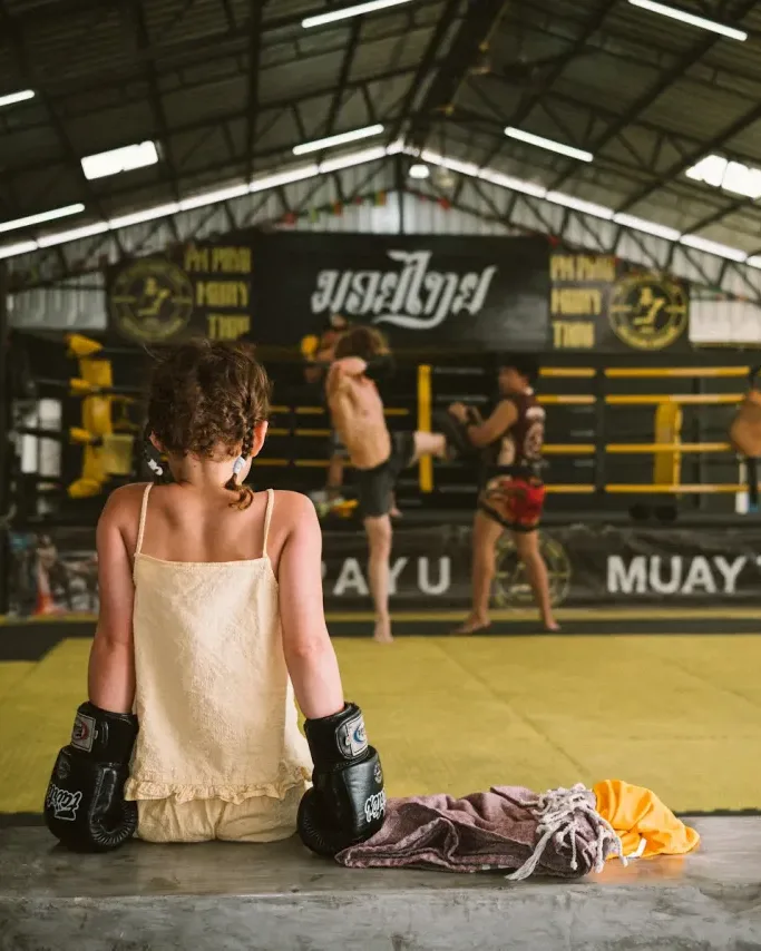 Young girl training at PM PAYU Muaythai gym, Koh Samui
